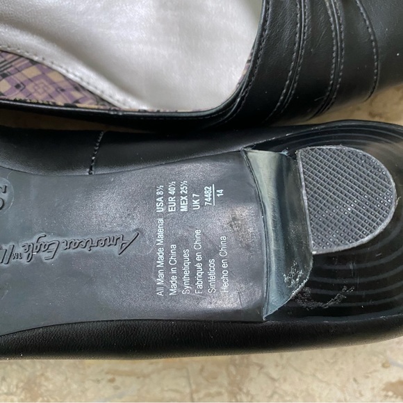 Black Slip On Low Heel Pointed Toe Bow Elegant Shoes American Eagle Size 8.5 - Picture 8 of 9